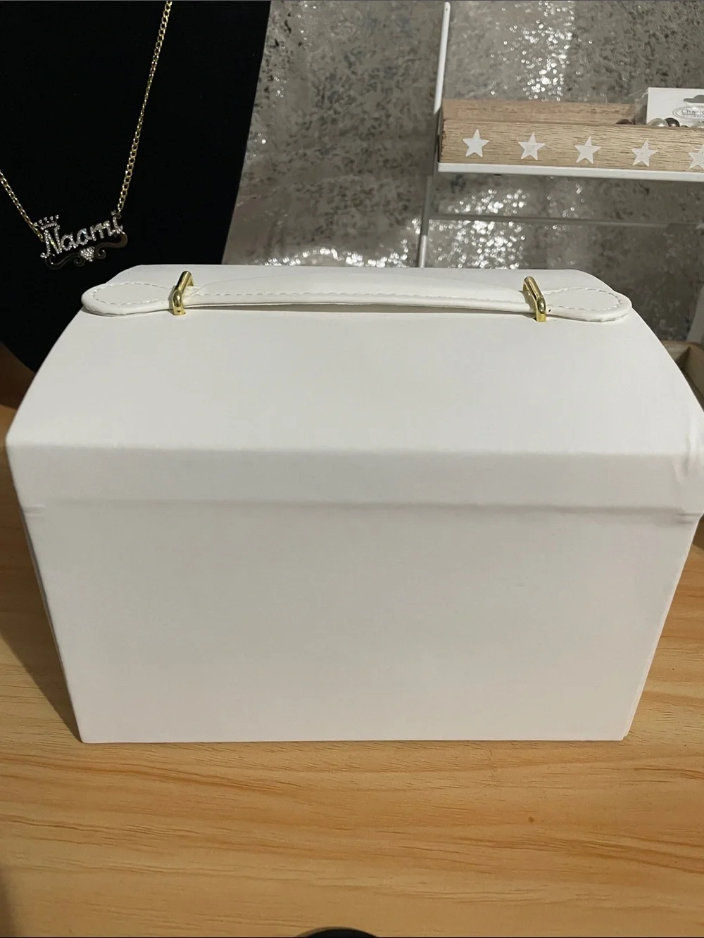 White Jewelry Box with Gold Hardware - Women Accessories